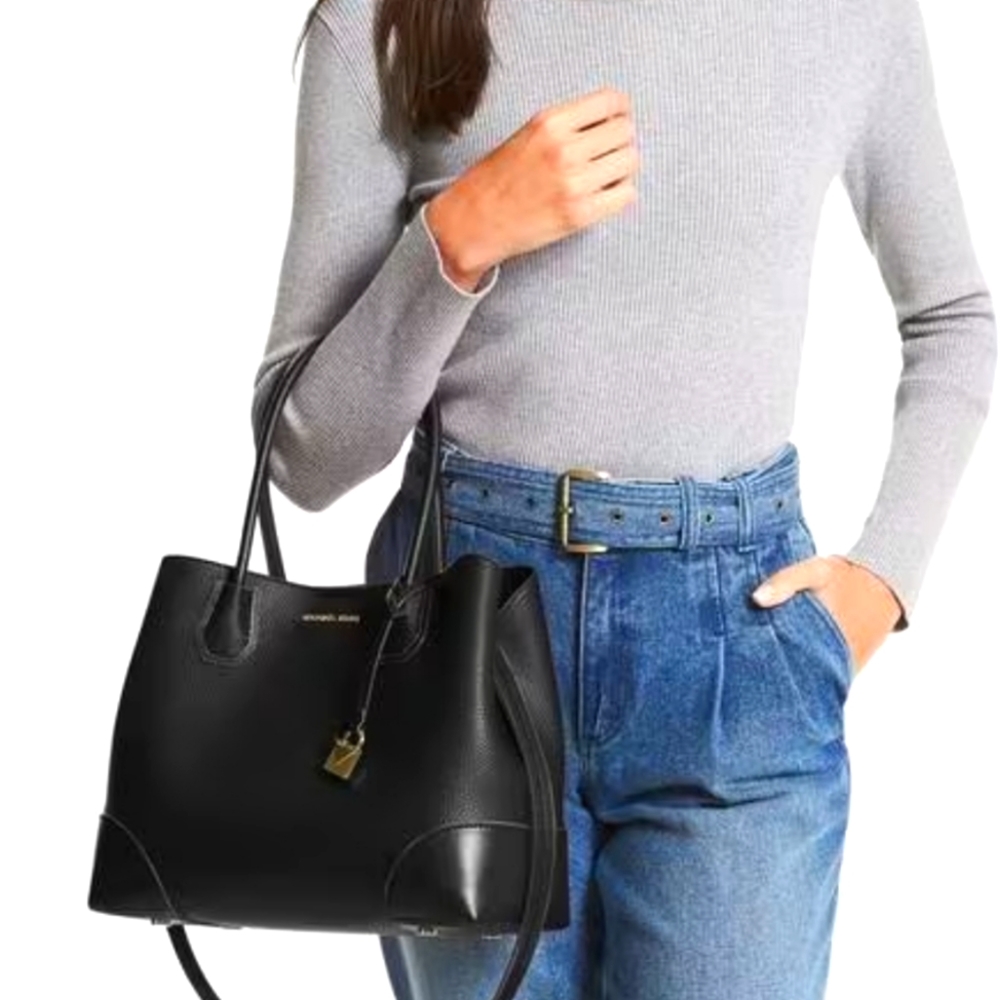 MICHAEL KORS Mercer Gallery Medium Laser Leather Tote Bag